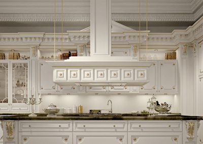 Close Up View Of Gold Leaf Charlotte Rochester Royale Kitchen.