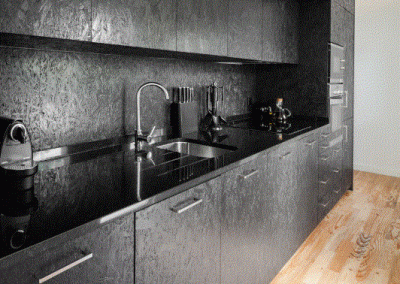 Black Painted Engineered Board kitchen.