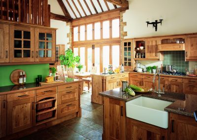 Natural Light Oak Wood Kitchen Designed into Timber Featured Home.