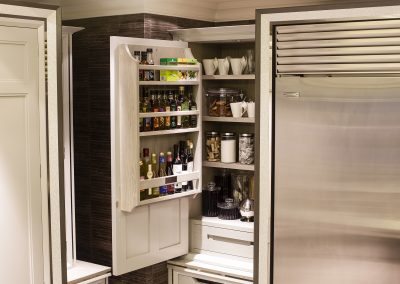 Upper Pantry & Rack Storage Was Designed To The Left Of The Cooling Appliances.