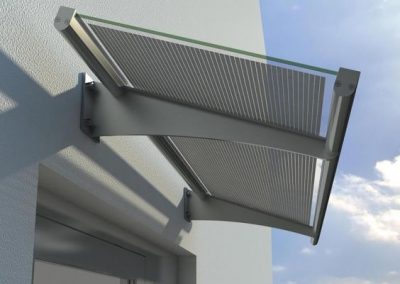 Solar Awning With Curved Steel Design.