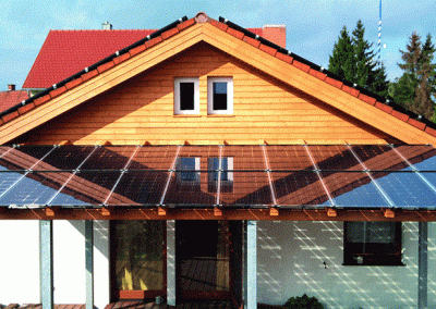 Darkened Solar Glass Canopy Design.