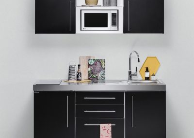 Stainless Steel Micro Kitchen in Black.