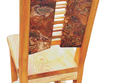Burr Elm & Ash Wood Plate Chair Close Up Image.