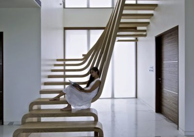 Gradual Light Timber Art Staircase.