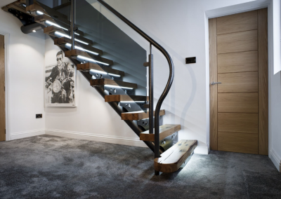 Home Staircase Of Steel, Wood & Glass.