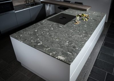 Natural Fossil Stone Worktop Finish.