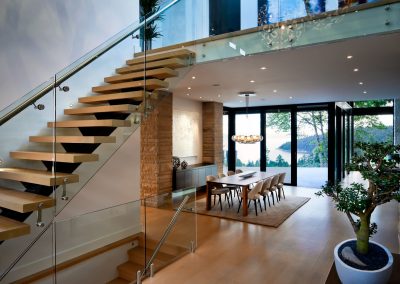 Staircase In Timber With Glass and Modern Design.