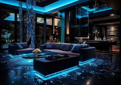 Feature Laser Blue Mood Lighting Home Interior.