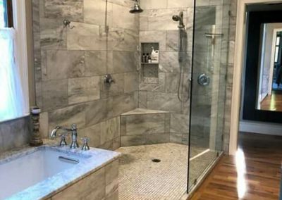 Marbled Grey Tile Bath & Showeroom.