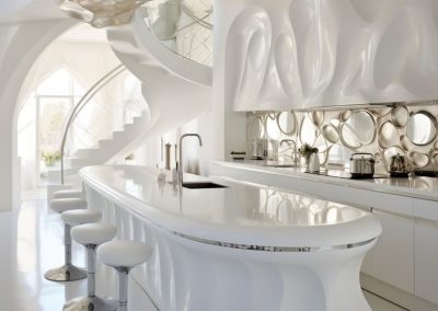Sculptured Moulded Kitchen In White.