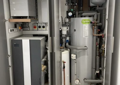 Ground Source Heat Pump, HW Cylinder Plant Room Installation.