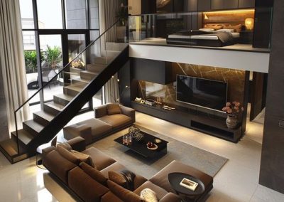 Pastel Brown & Black Micro Apartment With Open Bed Space.