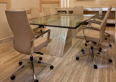 Travertine Flooring & Glazed Desk Intallation.