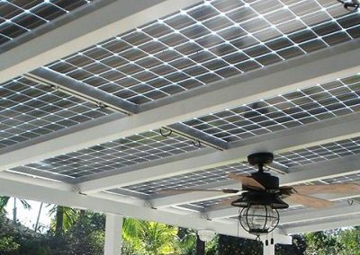 Close Up of White Solar BIPV Canopy.
